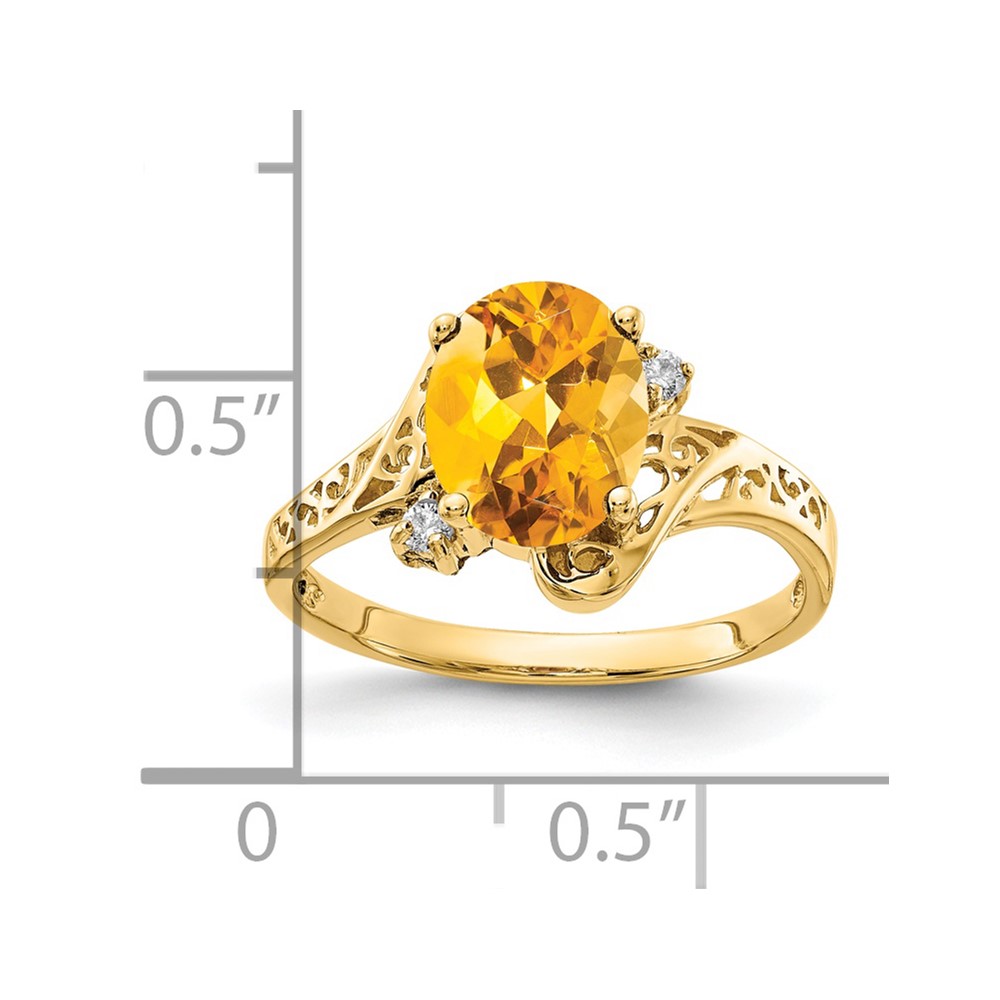 14k 9x7mm Oval Citrine AA Diamond ring (X6107CI/AA)