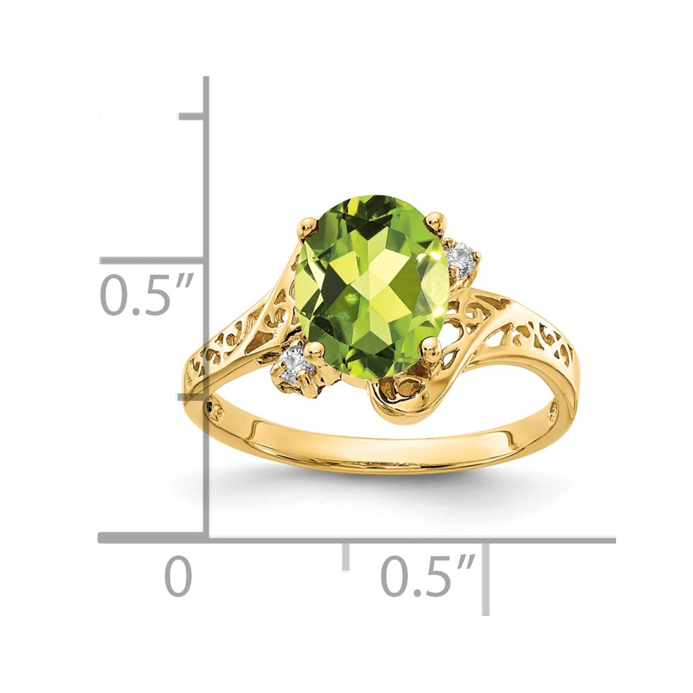 14k 9x7mm Oval Peridot AA Diamond ring (X6107PE/AA)
