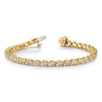 14K Yellow Gold Complete 2 Carat Round a Diamond Swirled 2-prong Tennis Bracelet, 7" view 5