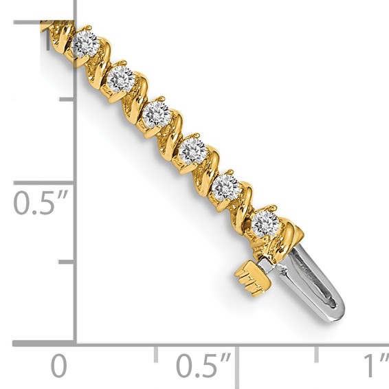 14k Holds 2 carat 44-2.25mm Round Diamond Swirled 2-prong 7 inch Tennis Bracelet Mounting