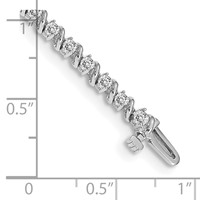 14K White Gold Holds 2 Carat 44-2.25mm Round Diamond Swirled 2-prong Tennis Bracelet Mounting, 7" view 4