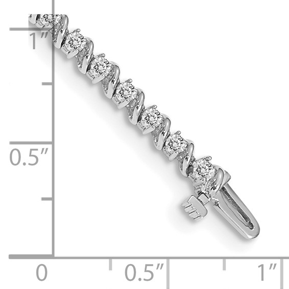 14k White Gold Holds 2 carat 44-2.25mm Round Diamond Swirled 2-prong 7 inch Tennis Bracelet Mounting