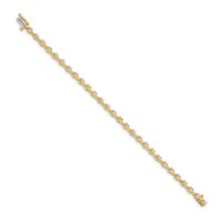 14K Yellow Gold Complete 2 Carat Round a Diamond Bar Link Tennis Bracelet, 7" view 2