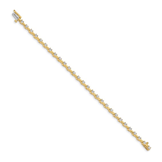 14k Holds 2 carat 28-2.6mm Round Diamond Bar Link 7 inch Tennis Bracelet Mounting