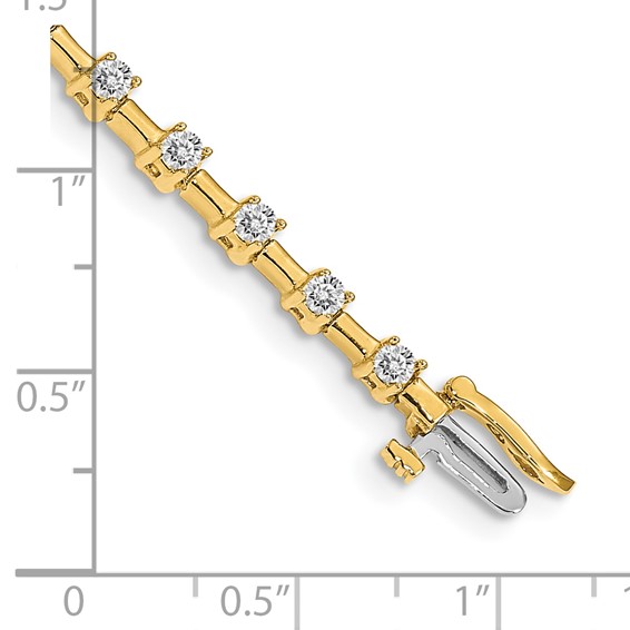 14k Holds 2 carat 28-2.6mm Round Diamond Bar Link 7 inch Tennis Bracelet Mounting