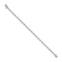 14K White Gold Complete 2 Carat Round Aaa Diamond Bar Link Tennis Bracelet, 7" view 2