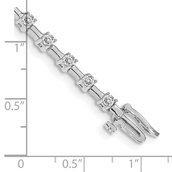 14k White Gold Holds 2 carat 28-2.6mm Round Diamond Bar Link 7 inch Tennis Bracelet Mounting