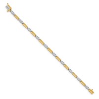 14K Two-tone Complete 2.1 Carat Round VS Diamond Bar Link Tennis Bracelet, 7" view 2