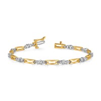 14K Two-tone Complete 2.1 Carat Round VS Diamond Bar Link Tennis Bracelet, 7" view 3