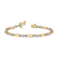 14K Two-tone Complete 2.1 Carat Round VS Diamond Bar Link Tennis Bracelet, 7" view 5