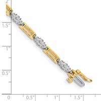 14K Two-tone Complete 2.1 Carat Round VS Diamond Bar Link Tennis Bracelet, 7" view 4