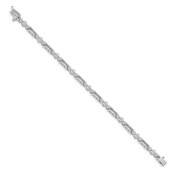 14k White Gold Holds 1 carat 18-1.9mm/9-2.4mm Round Diamond Bezel Paperclip Link 7 inch Tennis Bracelet Mounting