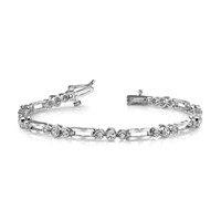 14K White Gold Complete 1 Carat Round VS Diamond Bezel Paperclip Link Tennis Bracelet, 7" view 5
