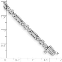 14K White Gold Complete 1 Carat Round VS Diamond Bezel Paperclip Link Tennis Bracelet, 7" view 4