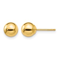14K 6mm Yellow Gold Polished Puffed Ball Post Earrings view 1