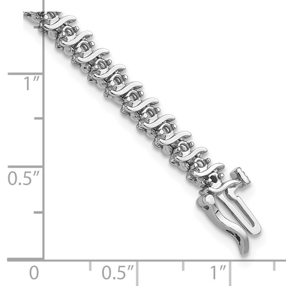 14k White Gold Holds 7/8 carat 54-1.6mm Round Diamond 2-prong S-link 7 inch Tennis Bracelet Mounting