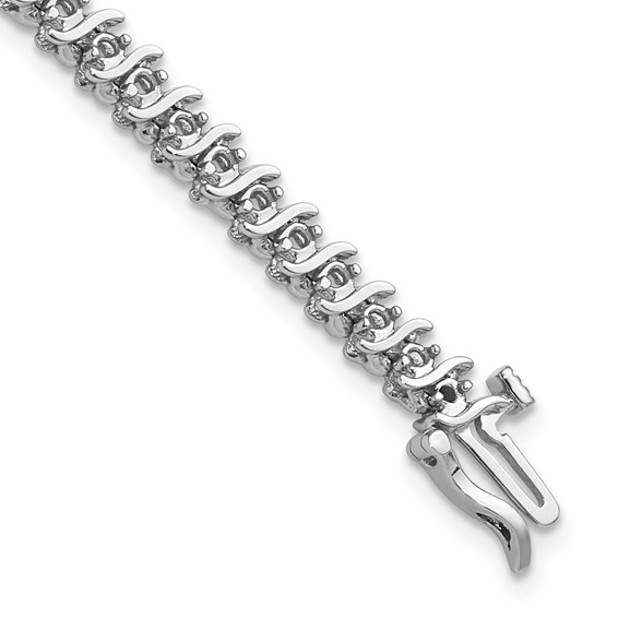 14k White Gold Holds 7/8 carat 54-1.6mm Round Diamond 2-prong S-link 7 inch Tennis Bracelet Mounting