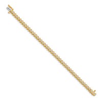 14K Yellow Gold Complete 2 Carat Round Aaa Diamond 2-prong S-link Tennis Bracelet, 7" view 2