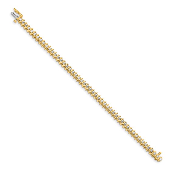 14k Holds 2 carat 49-2.2mm Round Diamond 2-prong S-link 7 inch Tennis Bracelet Mounting