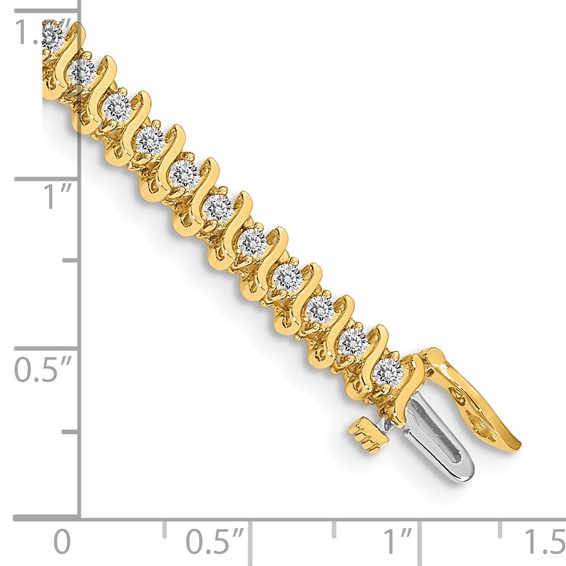 14k Holds 2 carat 49-2.2mm Round Diamond 2-prong S-link 7 inch Tennis Bracelet Mounting