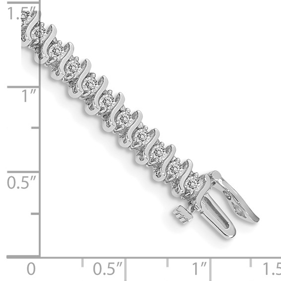 14k White Gold Holds 2 carat 49-2.2mm Round Diamond 2-prong S-link 7 inch Tennis Bracelet Mounting