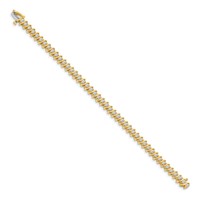 14K Yellow Gold Complete 3.08 Carat Round VS Diamond 2-prong S-link Tennis Bracelet, 7" view 2