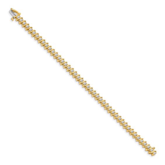 14k Holds 3.08 carat 44-2.6mm Round Diamond 2-prong S-link 7 inch Tennis Bracelet Mounting