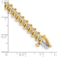 14K Yellow Gold Complete 3.08 Carat Round VS Diamond 2-prong S-link Tennis Bracelet, 7" view 4