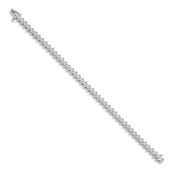 14k White Gold Holds 3.08 carat 44-2.6mm Round Diamond 2-prong S-link 7 inch Tennis Bracelet Mounting