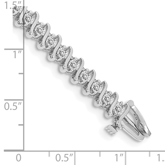 14k White Gold Holds 3.08 carat 44-2.6mm Round Diamond 2-prong S-link 7 inch Tennis Bracelet Mounting
