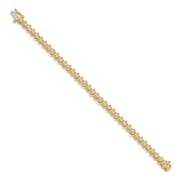 14K Yellow Gold Complete 3.9 Carat Round Aaa Diamond 2-prong S-link Tennis Bracelet, 7" view 2
