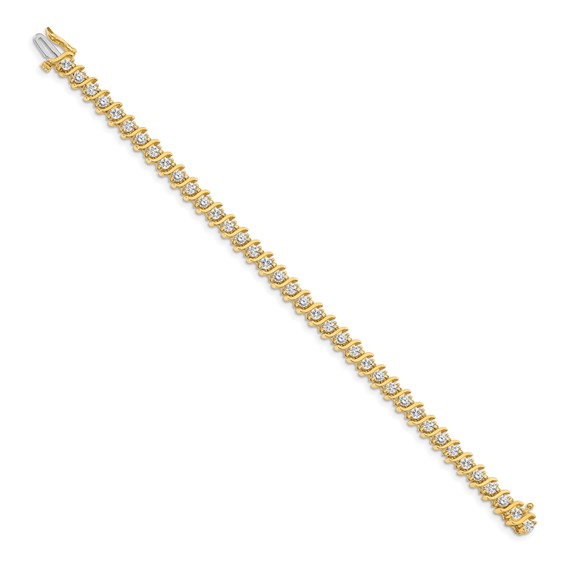14k Holds 3.9 carat 38-3.0mm Round Diamond 2-prong S-link 7 inch Tennis Bracelet Mounting