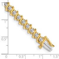 14K Yellow Gold Complete 3.9 Carat Round Aaa Diamond 2-prong S-link Tennis Bracelet, 7" view 4