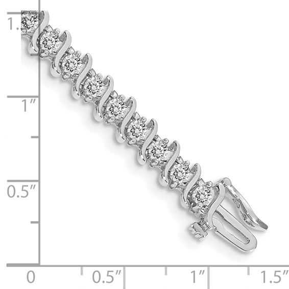 14k White Gold Holds 3.9 carat 38-3.0mm Round Diamond 2-prong S-link 7 inch Tennis Bracelet Mounting