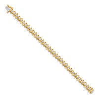 14K Yellow Gold Complete 5.95 Carat Round Aaa Diamond 2-prong S-link Tennis Bracelet, 7" view 2