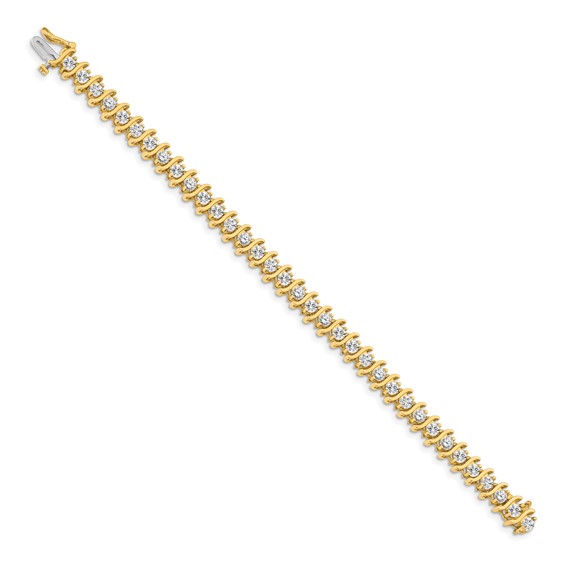 14k Holds 5.95 carat 35-3.5mm Round Diamond 2-prong S-link 7 inch Tennis Bracelet Mounting
