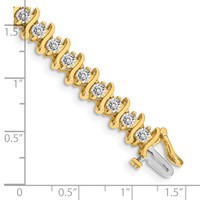 14K Yellow Gold Complete 5.95 Carat Round Aaa Diamond 2-prong S-link Tennis Bracelet, 7" view 4