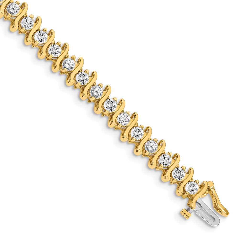14K Yellow Gold Complete 5.95 Carat Round Aaa Diamond 2-prong S-link Tennis Bracelet, 7"