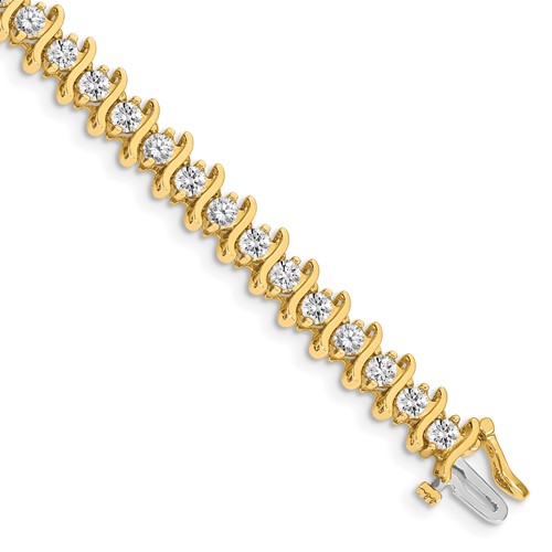 14K Yellow Gold Complete 5.95 Carat Round Aaa Diamond 2-prong S-link Tennis Bracelet, 7"