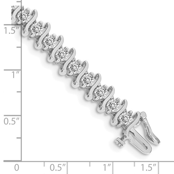 14k White Gold Holds 5.95 carat 35-3.5mm Round Diamond 2-prong S-link 7 inch Tennis Bracelet Mounting