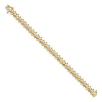 14K Yellow Gold Complete 7.19 Carat Round AA Diamond 2-prong S-link Tennis Bracelet, 7" view 2
