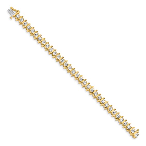 14k Holds 7.19 carat 33-3.8mm Round Diamond 2-prong S-link 7 inch Tennis Bracelet Mounting
