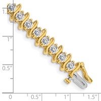 14K Yellow Gold Complete 7.19 Carat Round AA Diamond 2-prong S-link Tennis Bracelet, 7" view 4