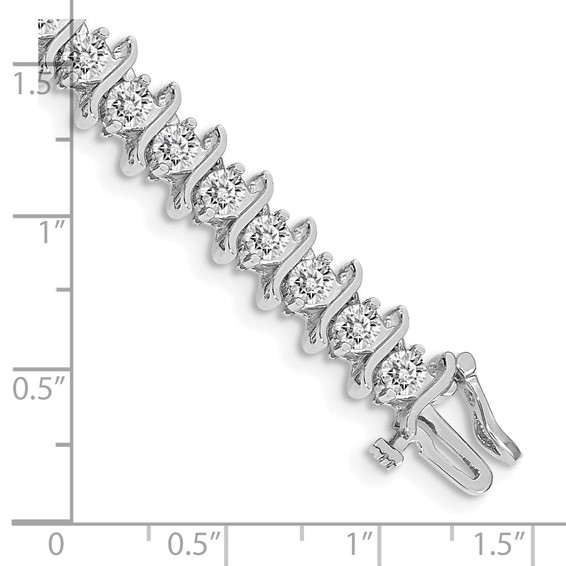 14k White Gold Holds 7.19 carat 33-3.8mm Round Diamond 2-prong S-link 7 inch Tennis Bracelet Mounting