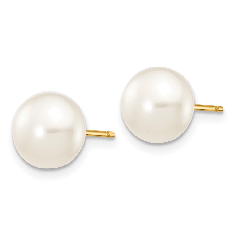 14k 7-8mm White Button Freshwater Cultured Pearl Stud Post Earrings (X70BW)