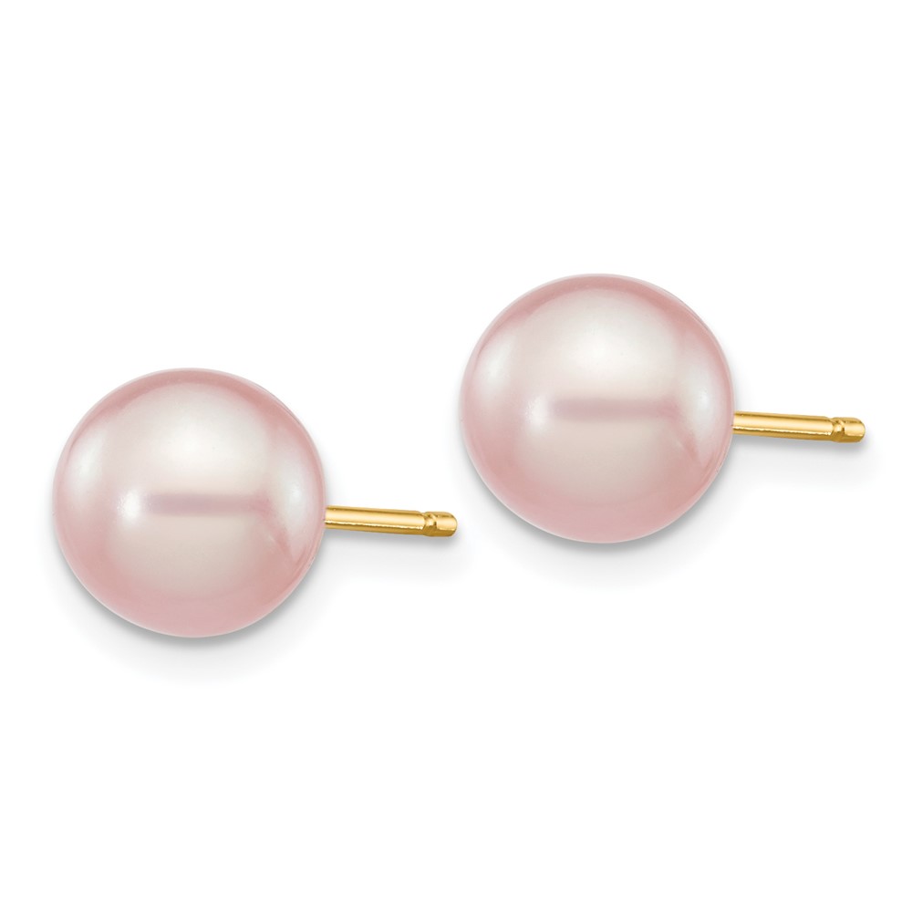 14k 7-8mm Purple Round Freshwater Cultured Pearl Stud Post Earrings (X70PPU)