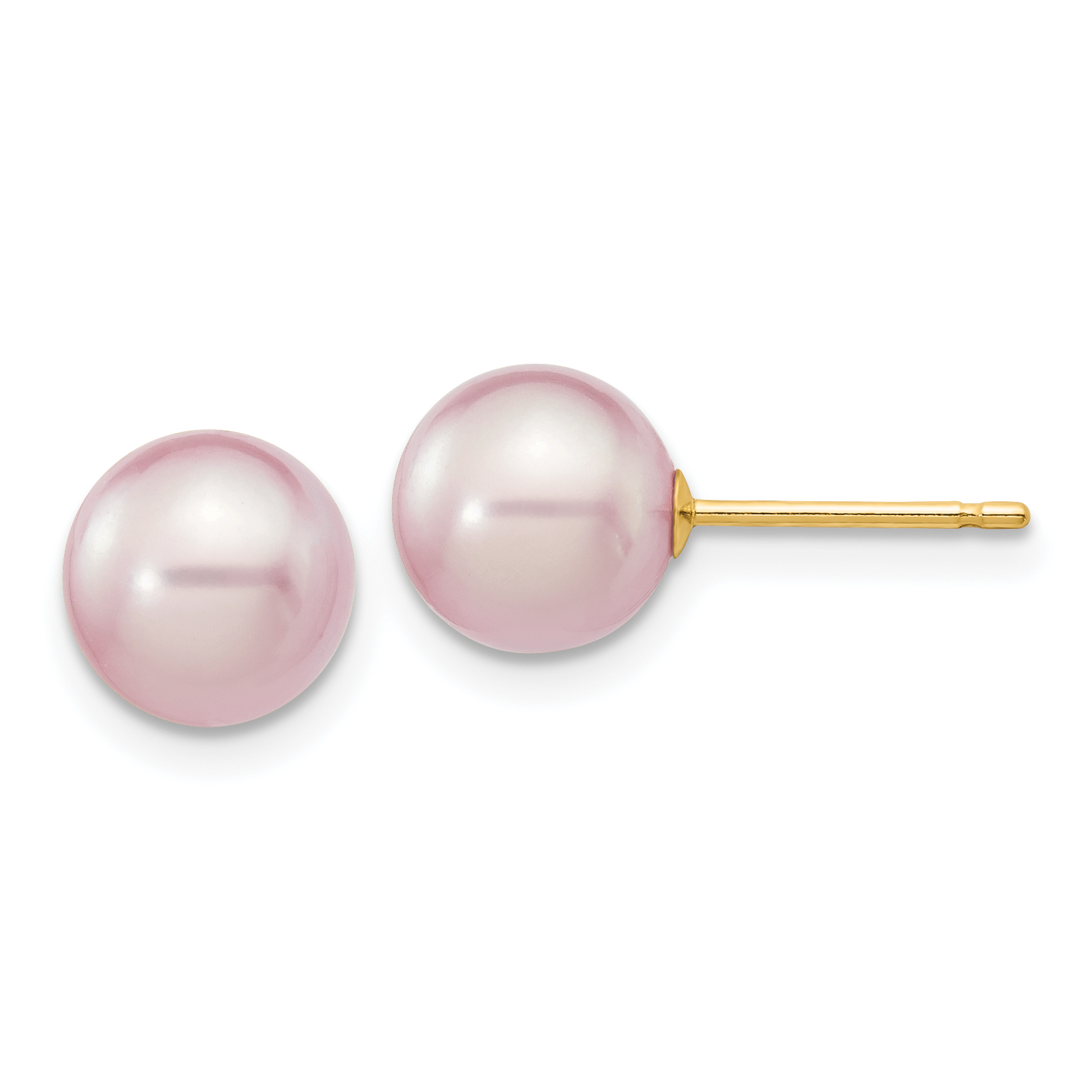 14k 7-8mm Purple Round Freshwater Cultured Pearl Stud Post Earrings (X70PPU)