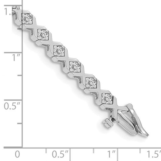 14k White Gold Holds 2 carat 29-2.6mm Round Diamond 4-prong X-design 7 inch Tennis Bracelet Mounting