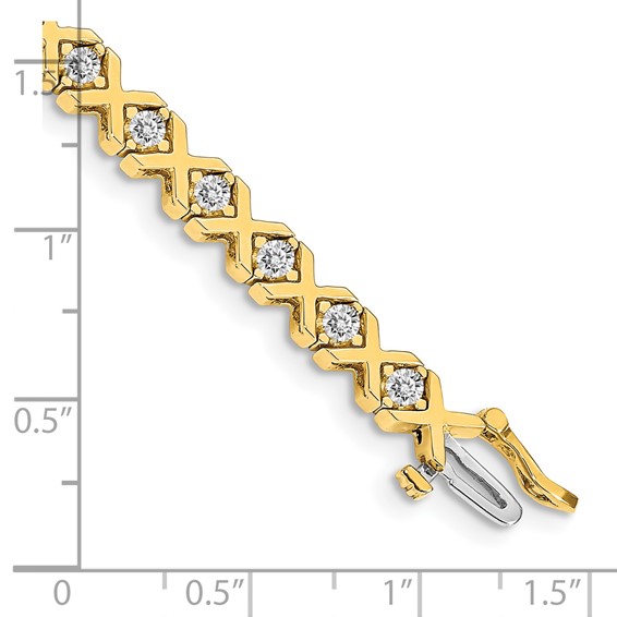 14k Holds 2.4 carat 26-2.9mm Round Diamond 4-prong X-design 7 inch Tennis Bracelet Mounting