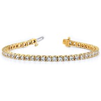 14K Yellow Gold Complete 1.25 Carat Round a Diamond 4-prong Tennis Bracelet, 7" view 3